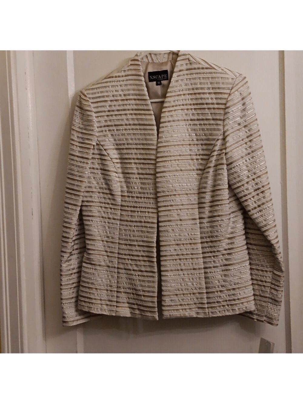 Xscape  Women Gold Striped Formal  Dressy Jacket NWT Size10
